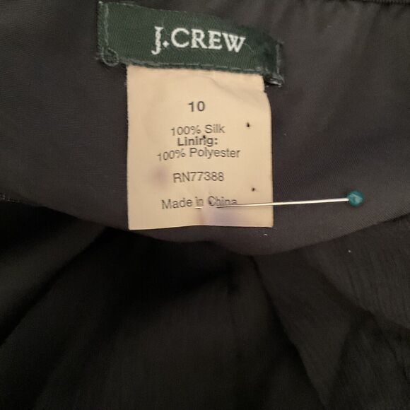 J Crew Black Silk Chiffon Juliet Dress Strapless Pintuck Pleats, Size 10 - Picture 8 of 9